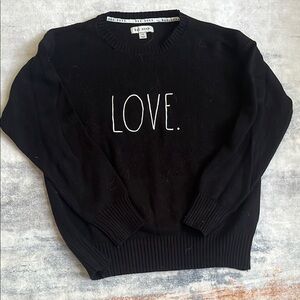 Rae Dunn Black Crew Neck Sweater Love Print